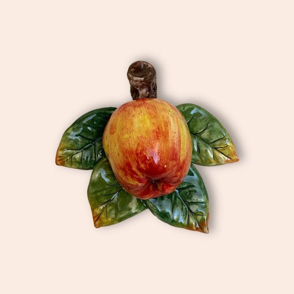 FRUIT WITH LEAVES - RED APPLE, CM.15X15